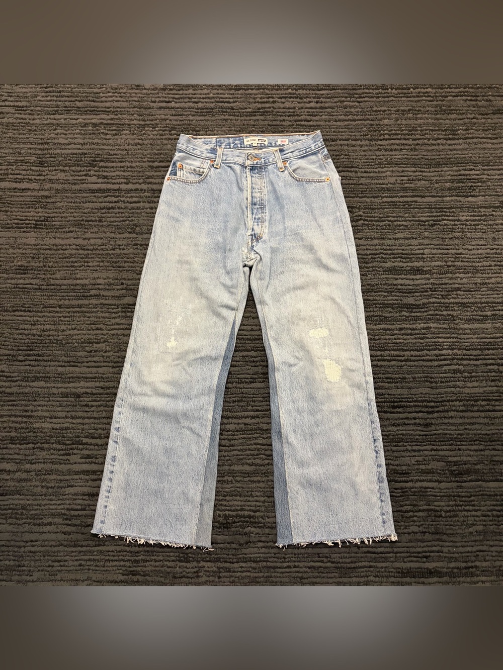 RE/DONE Levi’s high rise distressed patchwork denim jeans